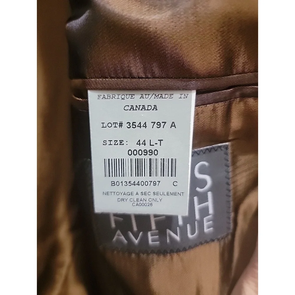 Arnold Brant Men's Brown 100% Cashmere Blazer Jacket 44LT.  Made In Canada